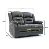 Alva Electric Recliner Sofa Grey 2 Seater (7021289078848)