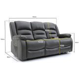 Alva Electric Recliner Sofa Grey 3 Seater (7021289275456)