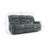 Alva Electric Recliner Sofa Grey Fabric 3 Seater (7021289766976)