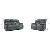 Alva Electric Recliner Sofa Grey Fabric 3+2 Set (7021289930816)