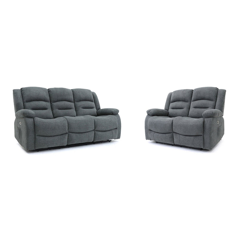 Alva Electric Recliner Sofa Grey Fabric 3+2 Set (7021289930816)