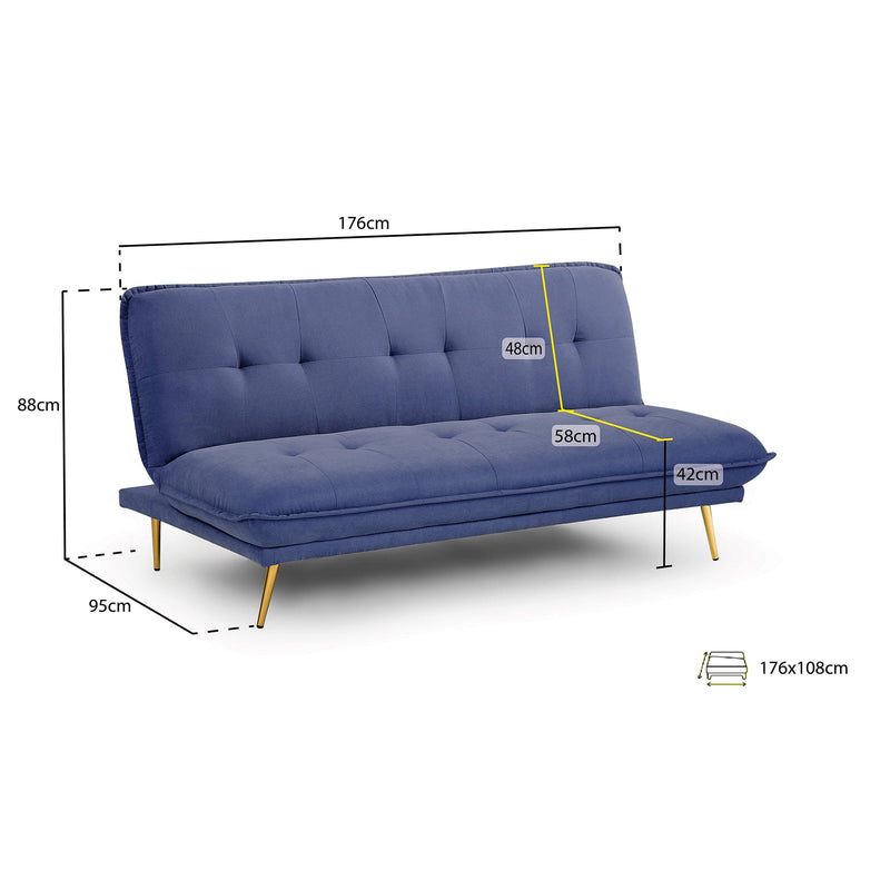 Anuka Sofa Bed Blue 3 Seater (7021672366144)