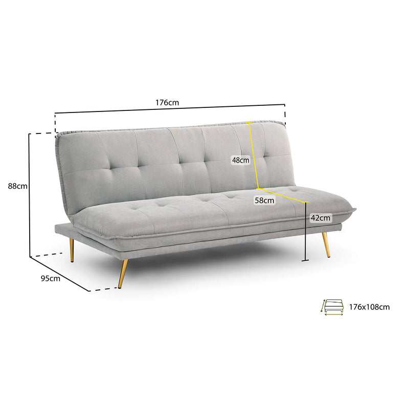 Anuka Sofa Bed Grey 3 Seater (7021675708480)