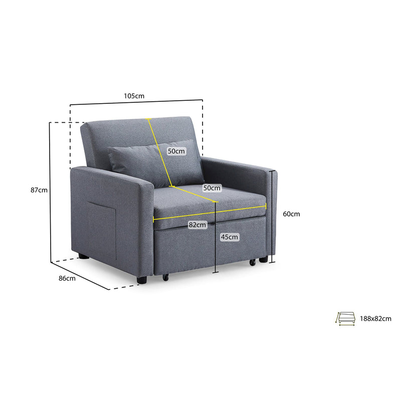 Aria Sofa Bed Grey Armchair (7021554794560)