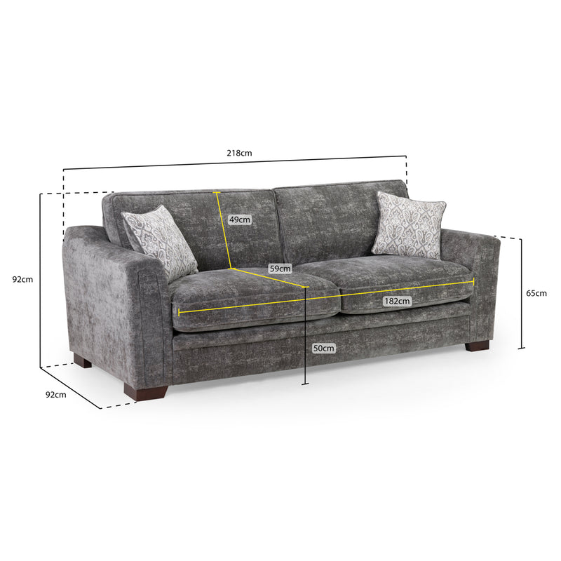 Astrid Sofa Grey 4 Seater (7021632913472)