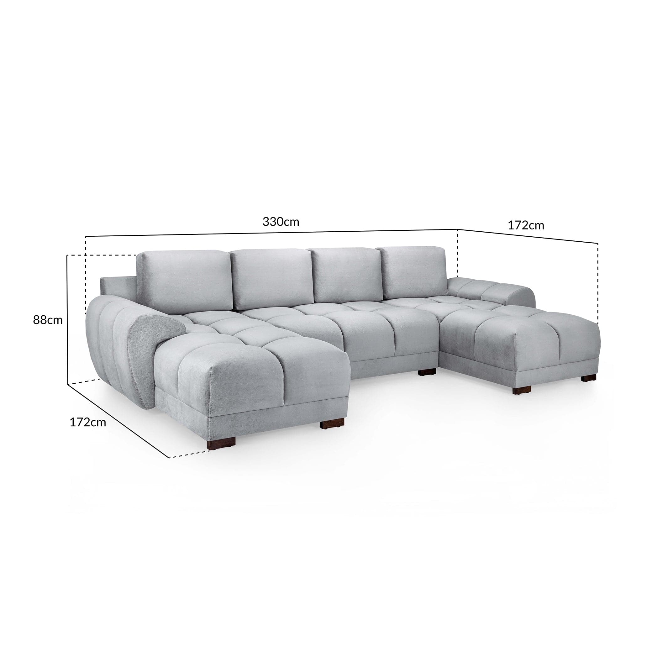 Azzuro Sofa Grey U Shape Corner (7021959839808)