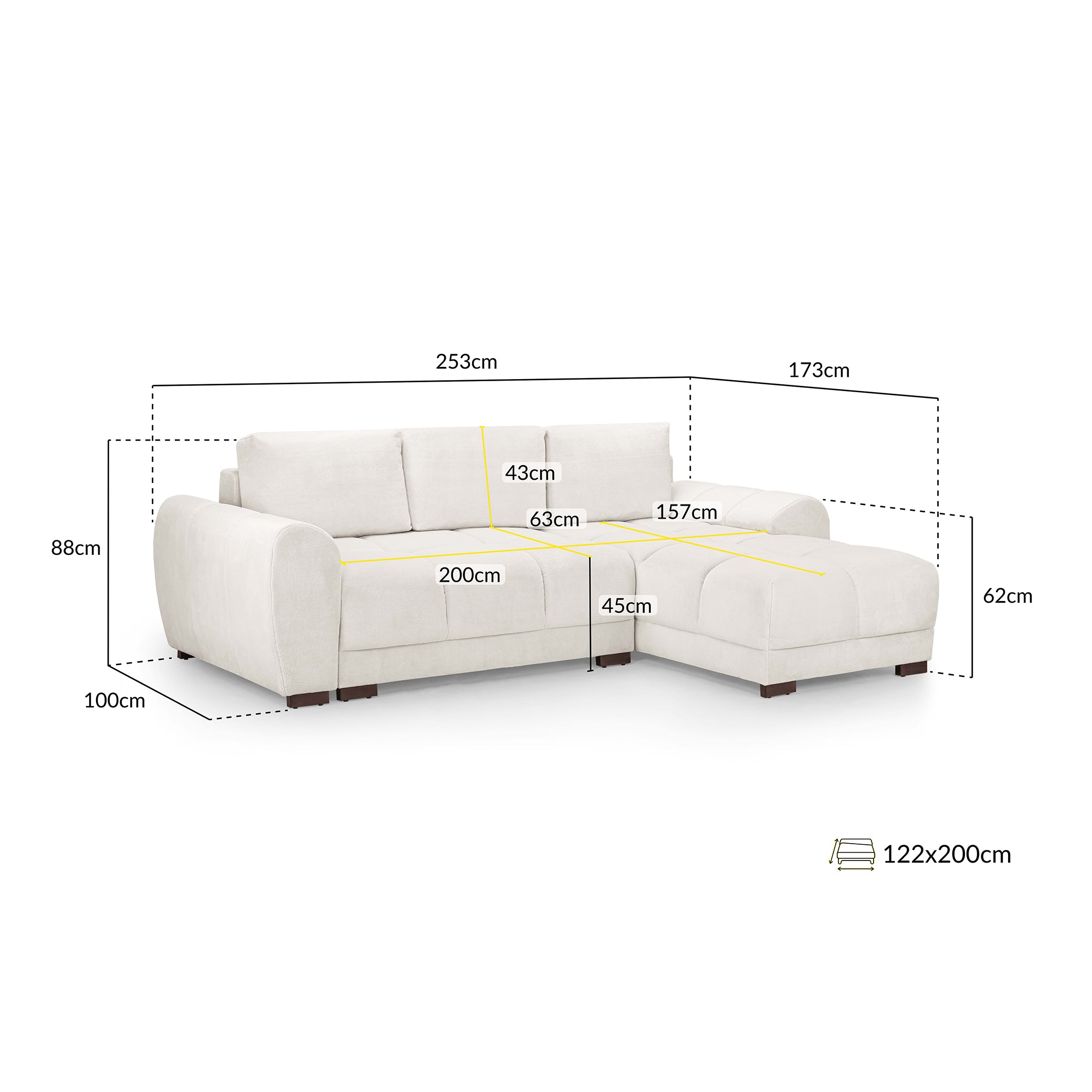 Azzuro Sofabed Cream Universal Corner (7021961281600)