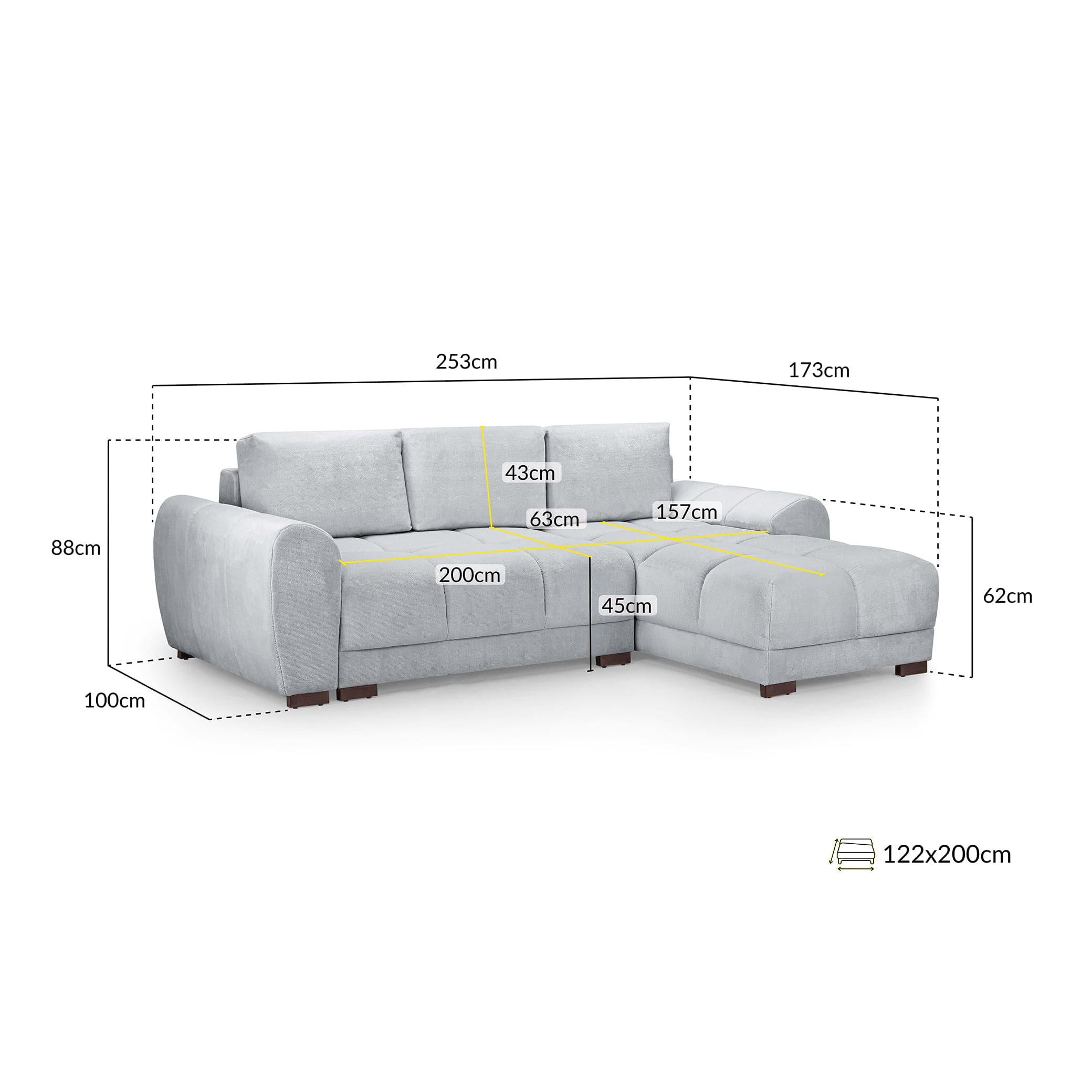 Azzuro Sofabed Grey Universal Corner (7021962231872)