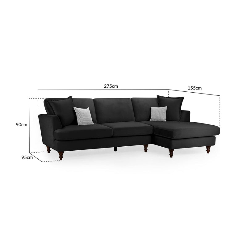 Bari Sofa Black Right Hand Facing Corner (7022821146688)