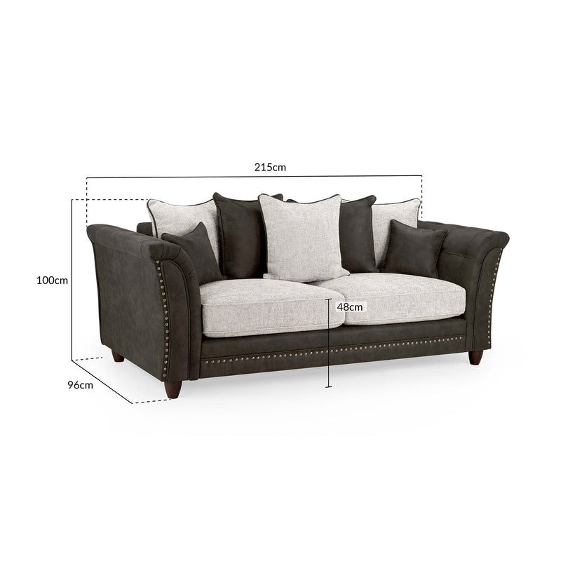 Bella Sofa Grey 3 Seater (7022288535616)