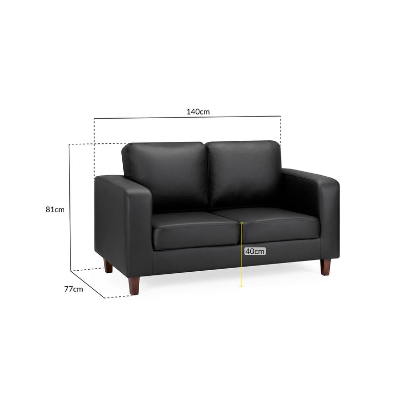 Box Sofa Black 2 Seater (7023066349632)