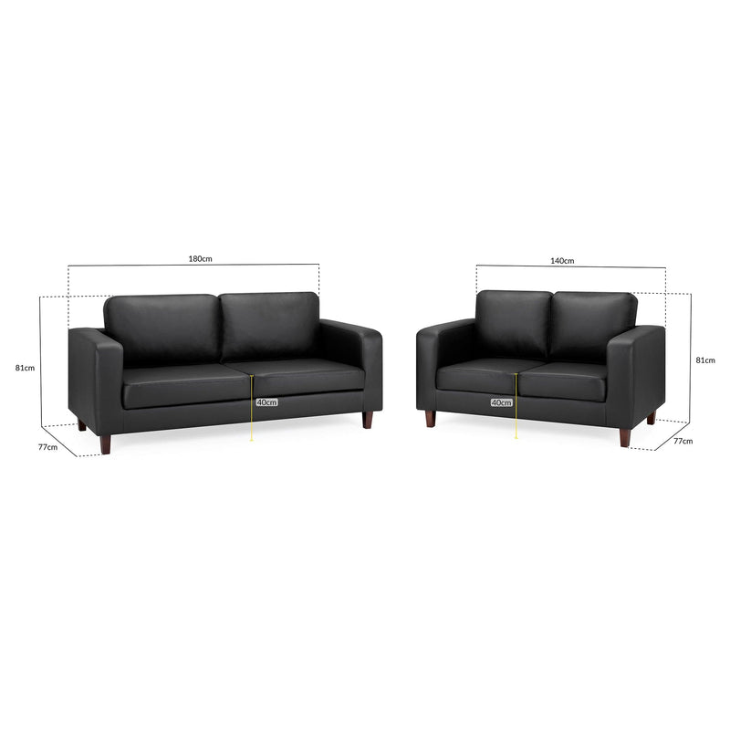 Box Sofa Black 3+2 Set (7023068577856)