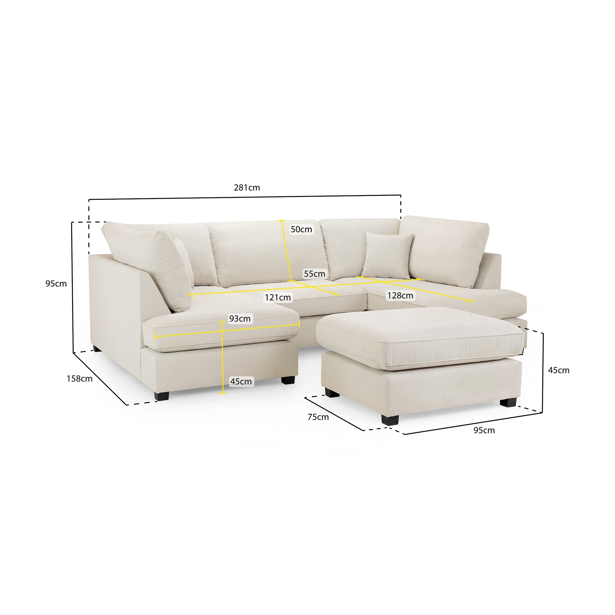 Carnaby Sofa Beige U Shape Corner (7022918860864)