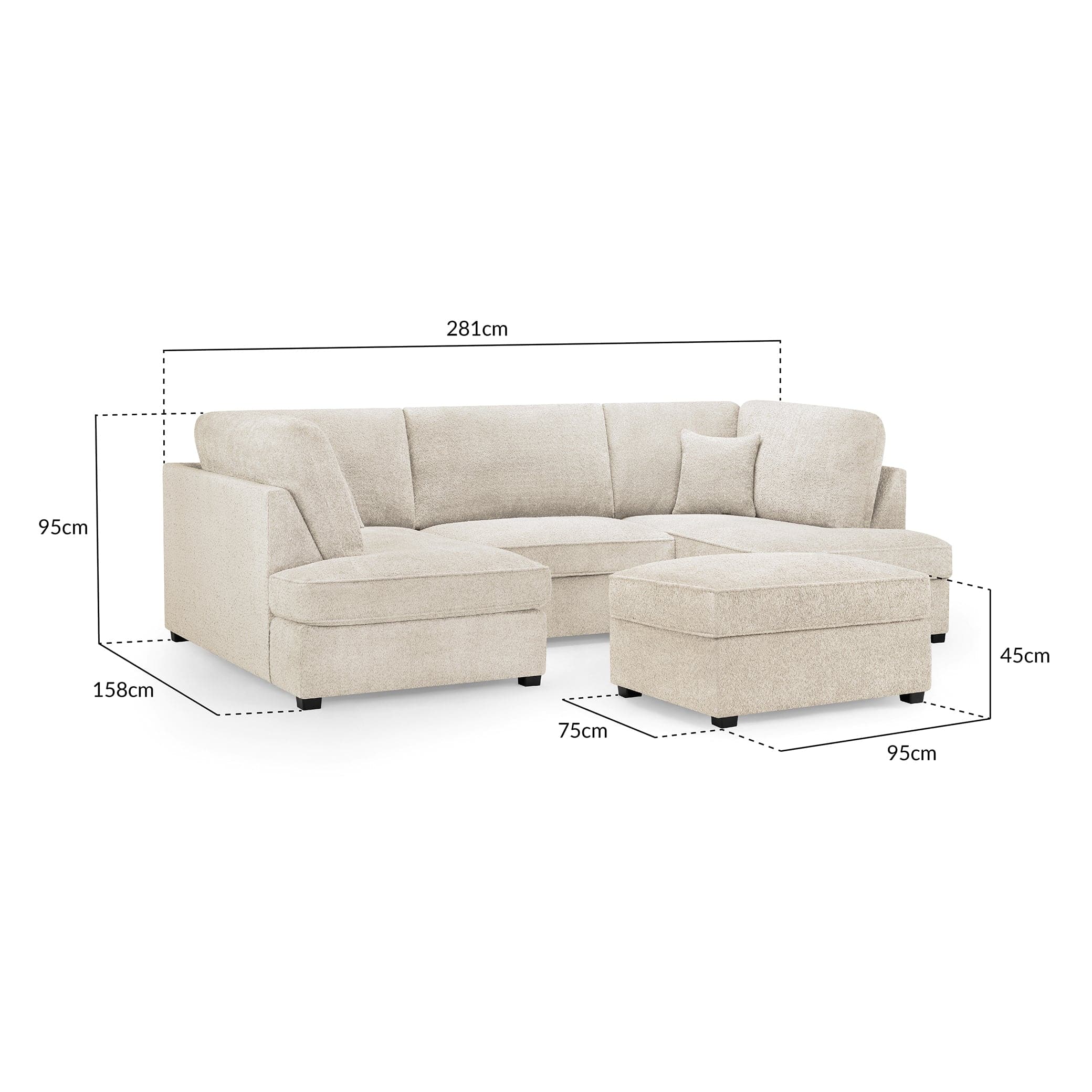 Carnaby Sofa Boucle Beige U Shape Corner (7022932656192)