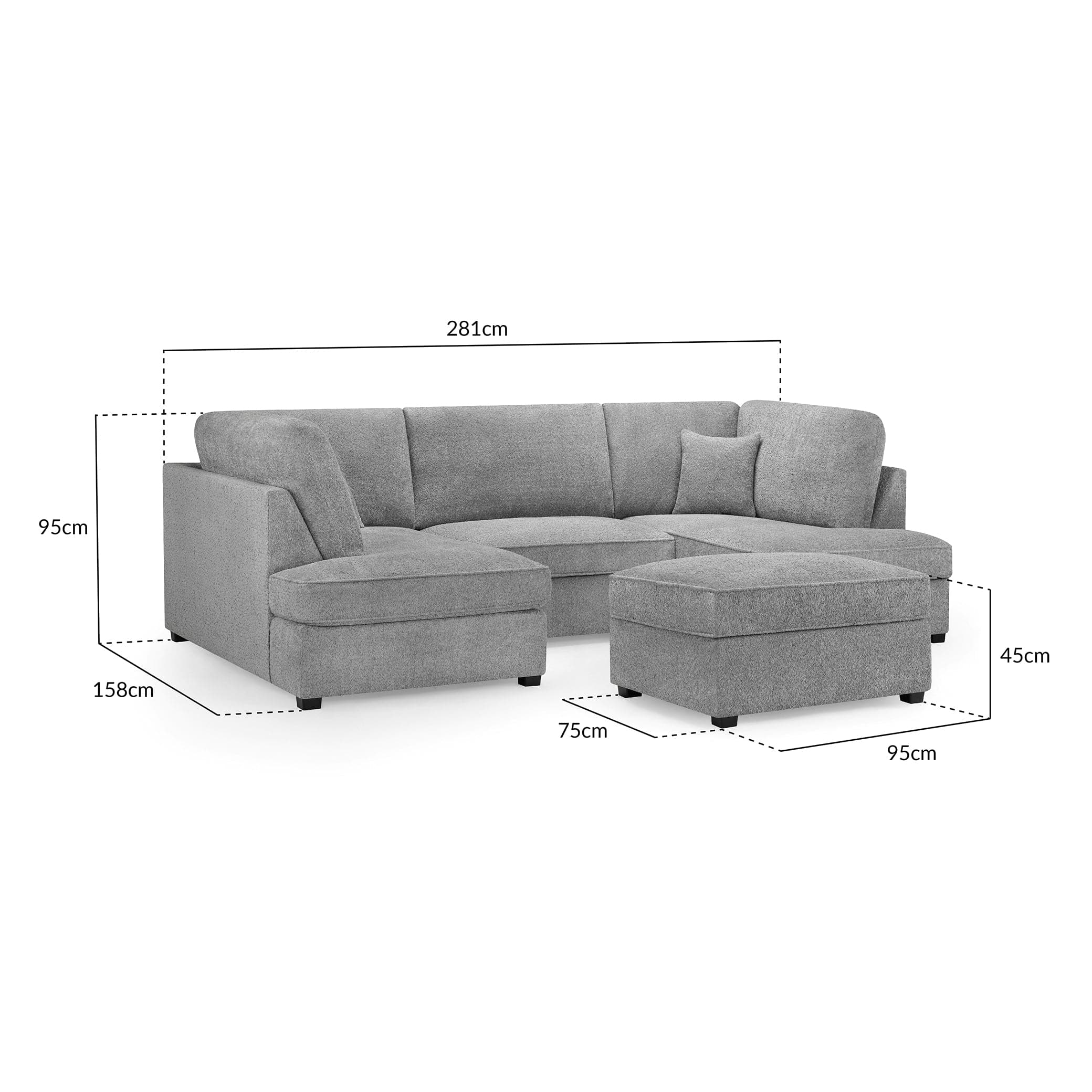 Carnaby Sofa Boucle Grey U Shape Corner (7022930985024)