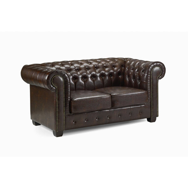 Chesterfield Sofa Antique Brown 2 Seater (7023085649984)