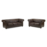 Chesterfield Sofa Antique Brown 3+2 Set (7023079784512)