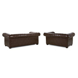 Chesterfield Sofa Antique Brown 3+2 Set (7023079784512)