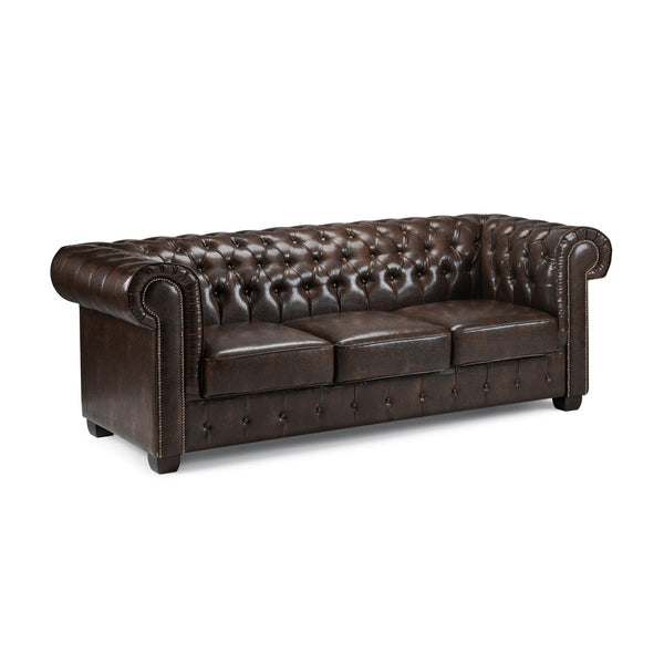 Chesterfield Sofa Antique Brown 3 Seater (7023082766400)