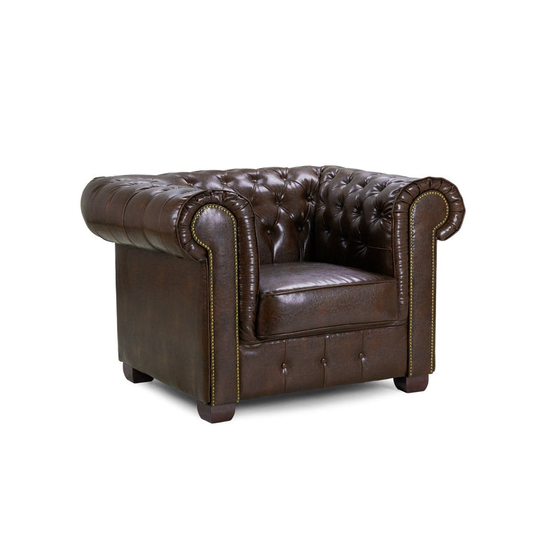 Chesterfield Sofa Antique Brown Armchair (7023087157312)