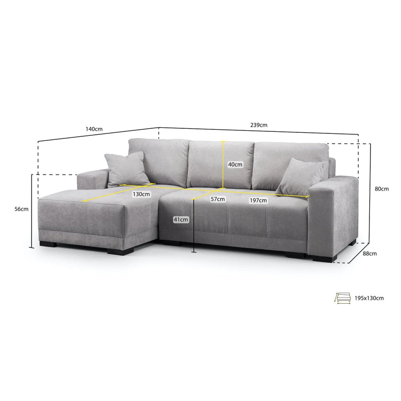 Cimiano Sofabed Grey Left Hand Facing Corner (7023043248192)