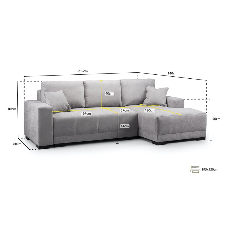 Cimiano Sofabed Grey Right Hand Facing Corner (7023045738560)