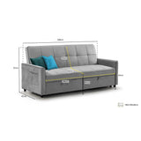 Elegance Sofabed Plush Grey 3 Seater (7023259451456)