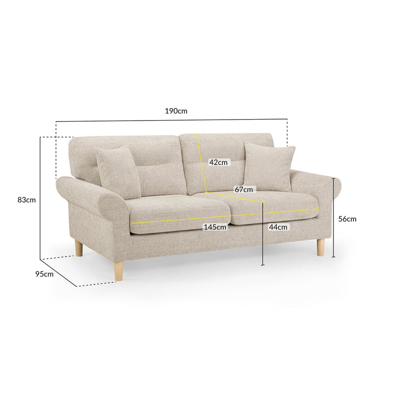 Florence Sofa Beige 3 Seater (7023468544064)