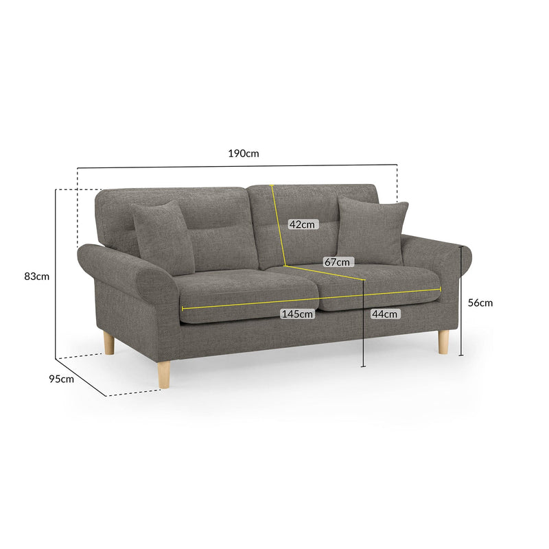 Florence Sofa Mocha 3 Seater (7023479390272)