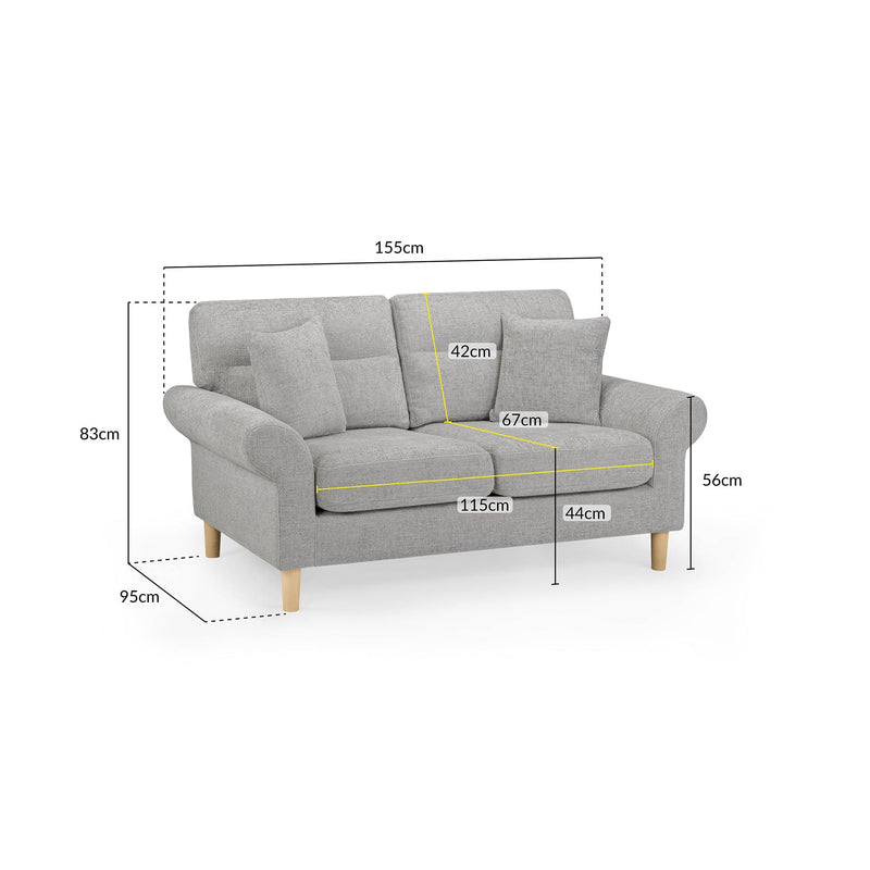 Florence Sofa Silver 2 Seater (7023478177856)