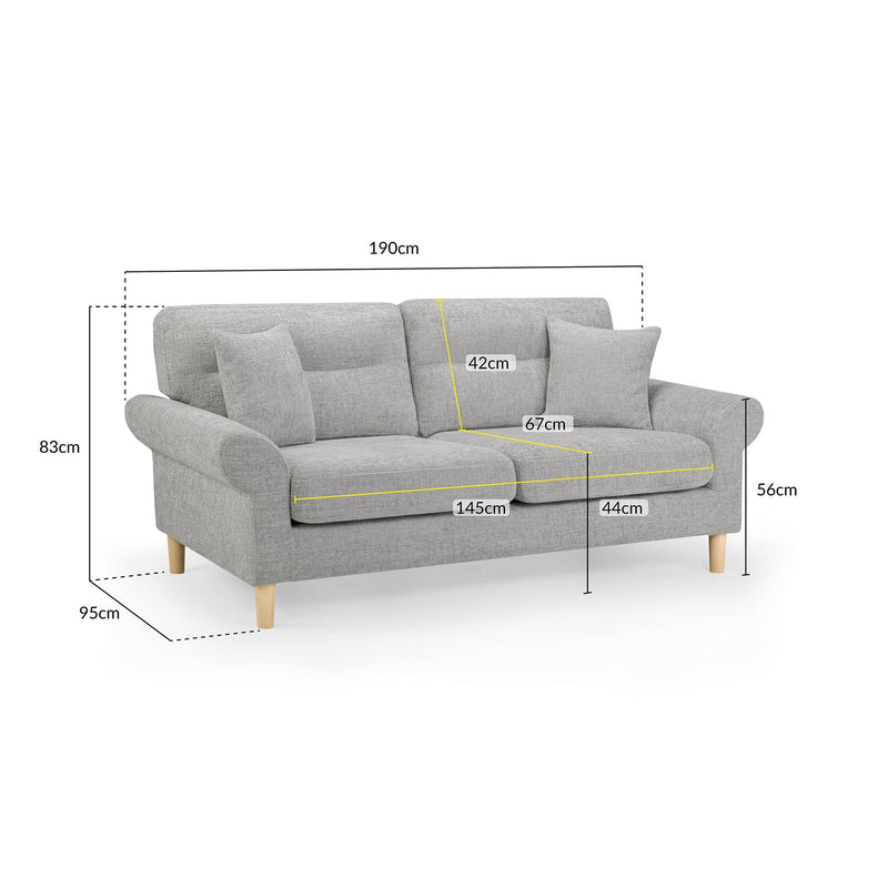 Florence Sofa Silver 3 Seater (7023471525952)