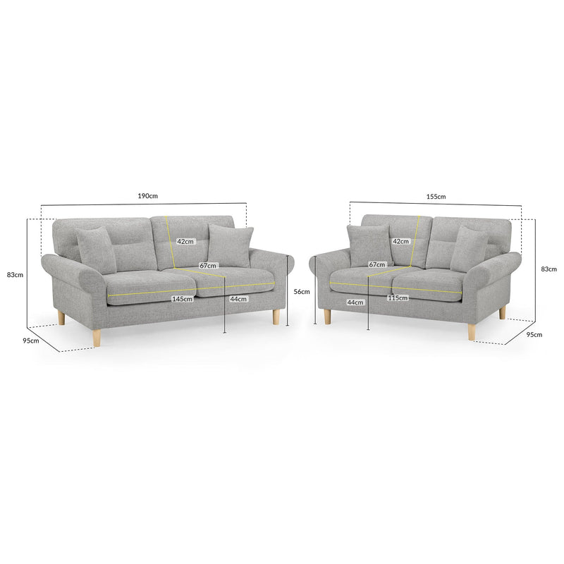 Florence Sofa Silver 3+2 Set (7023470968896)