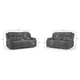 Harald Electric Recliner Sofa Grey Fabric 3+2 Set (7023529132096)