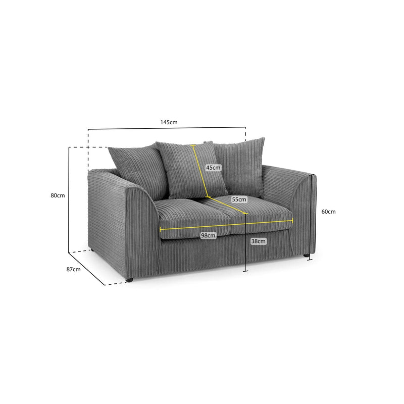 Harley Jumbo Sofa Grey 2 Seater (7023667413056)