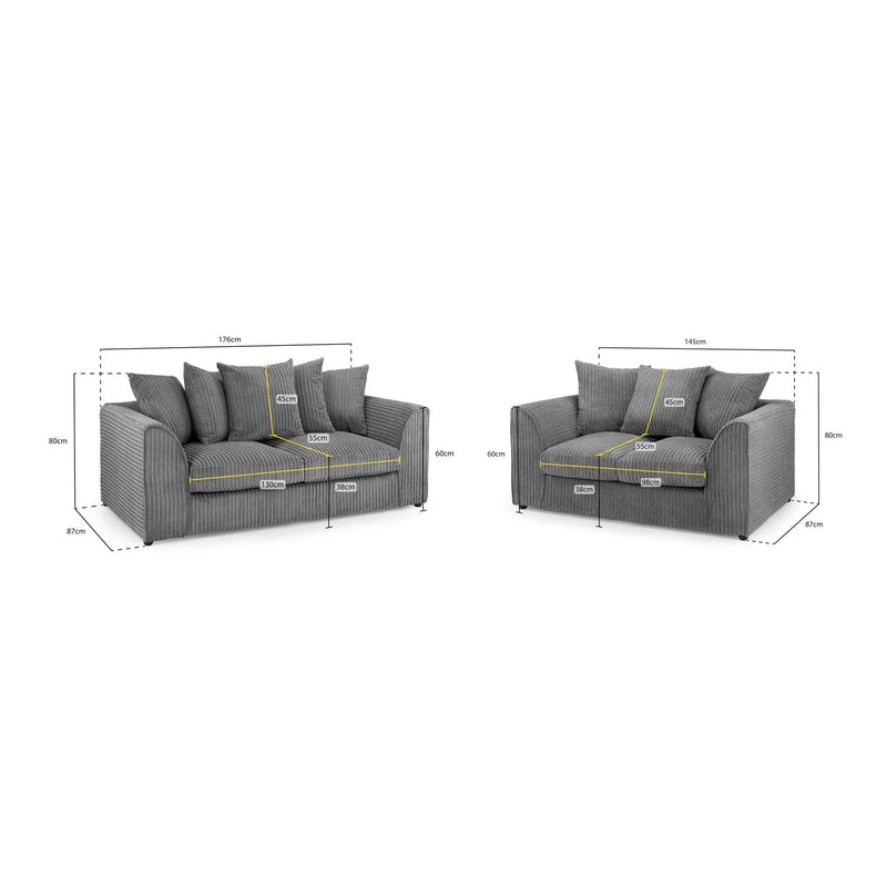 Harley Jumbo Sofa Grey 3+2 Set (7023661154368)