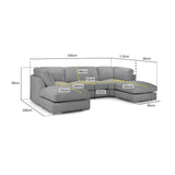 Inga Sofa Grey U Shape Corner (7023833350208)