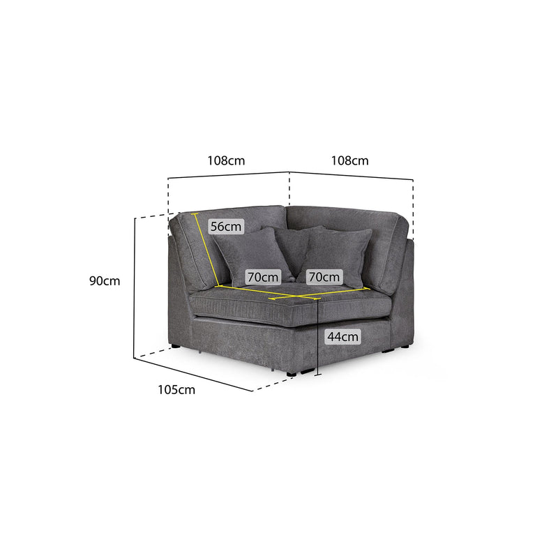 Kiana Modular Sofa Grey Corner Piece (7024764158016)