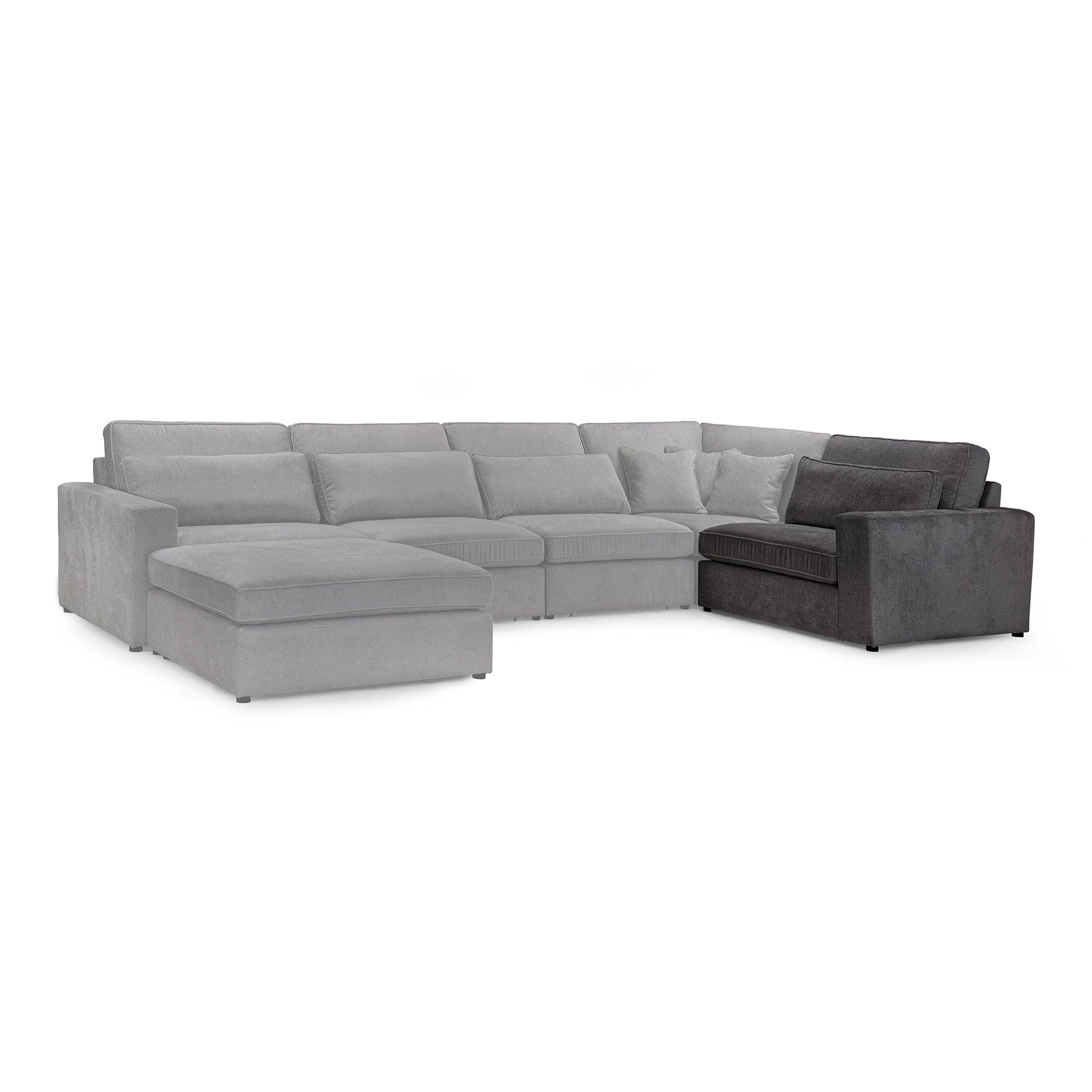 Kiana Modular Sofa Grey Right Hand Arm Piece (7024759308352)