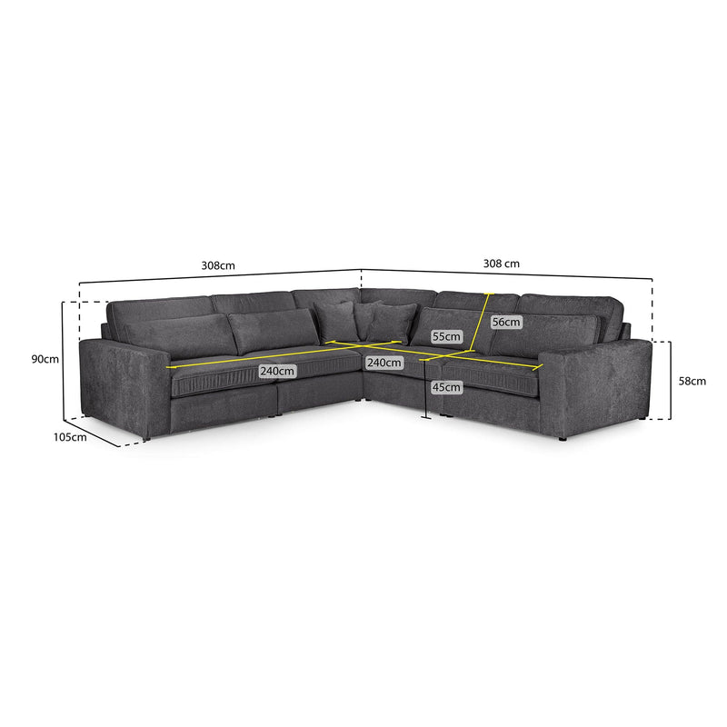 Kiana Modular Sofa Grey Large Corner (7024796303424)