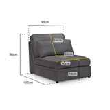 Kiana Modular Sofa Grey Armless Piece (7024761045056)