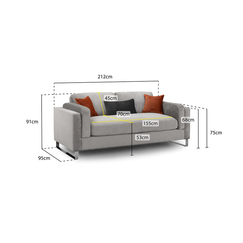 Kingston Sofa Grey 3 Seater (7023940206656)