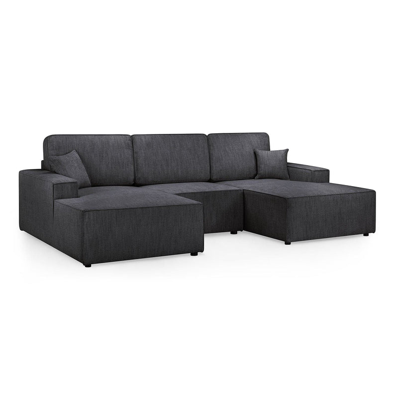 Leo Cinema Sofa Black U Shape Corner (7023948070976)