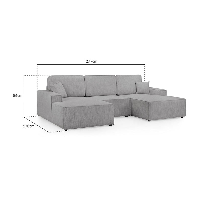 Leo Cinema Sofa Grey U Shape Corner (7023948333120)