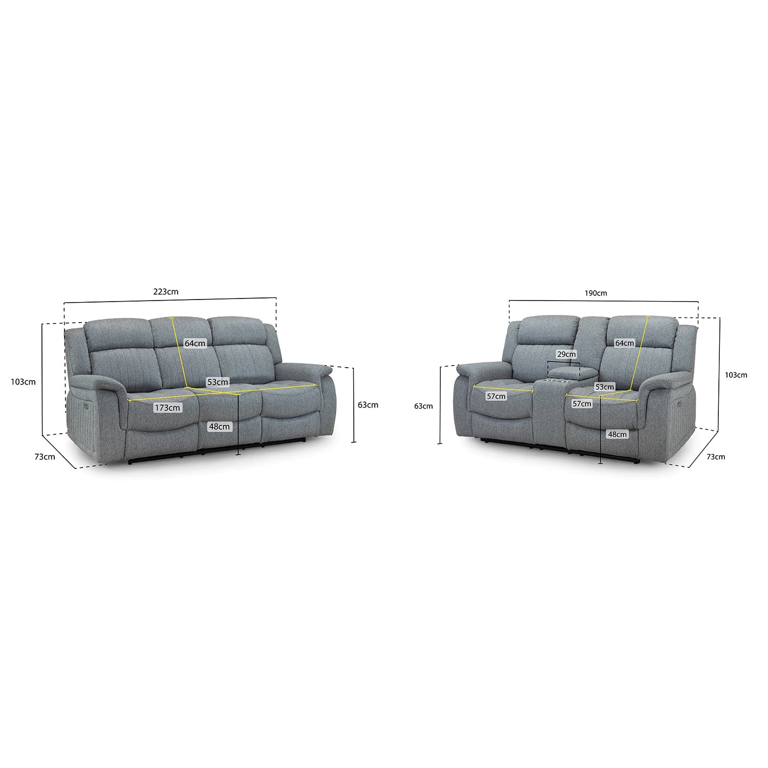 Linden Recliner Sofa Grey 3+2 Set (7023948595264)