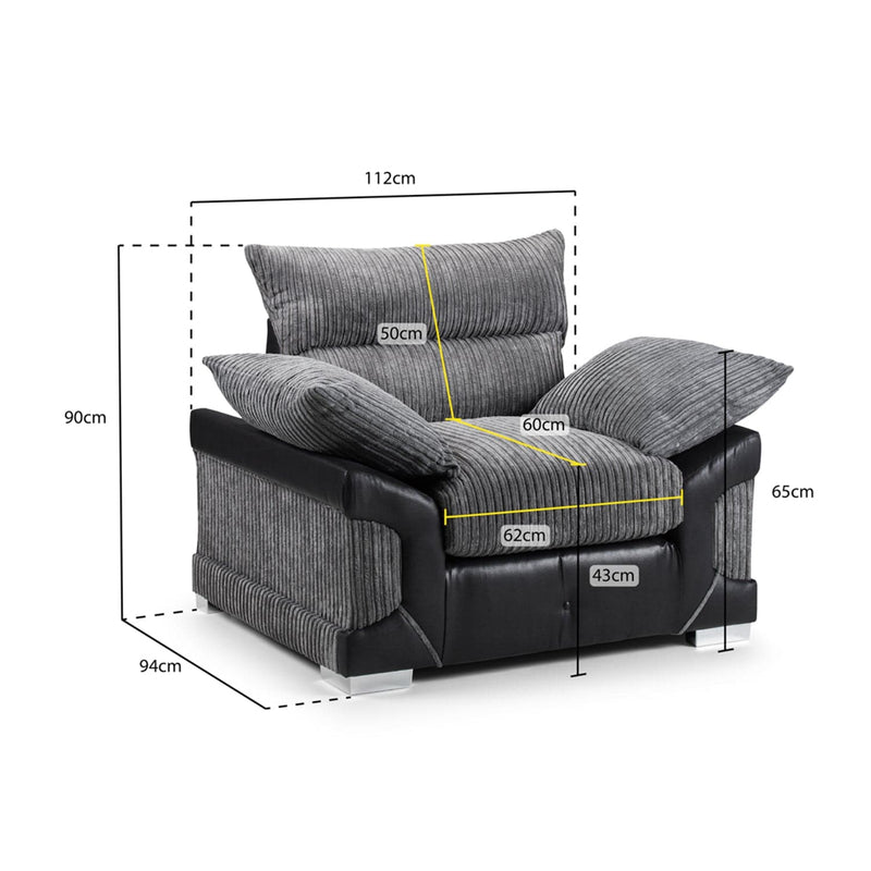 Logan Sofa Black/Grey Armchair (7024173482048)