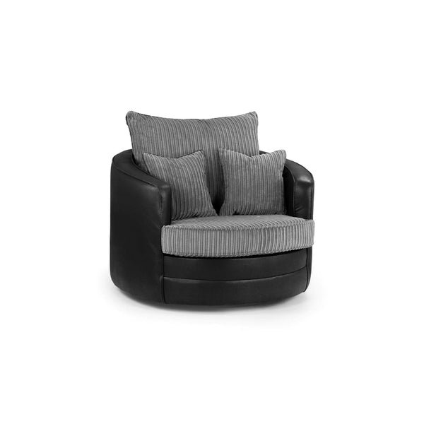 Logan Sofa Black/Grey Swivel Chair (7024175677504)