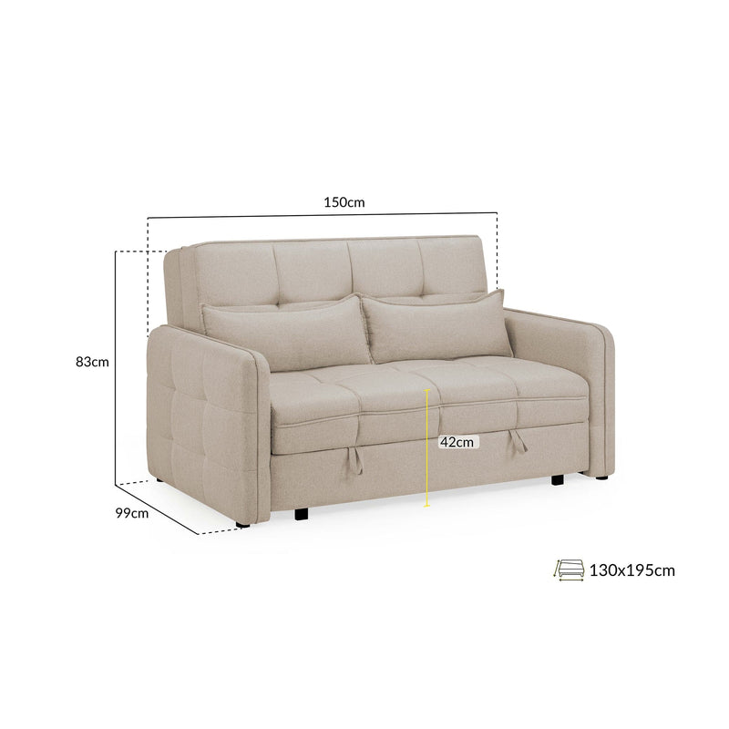 Marley Sofabed Beige 2 Seater (7024245801024)