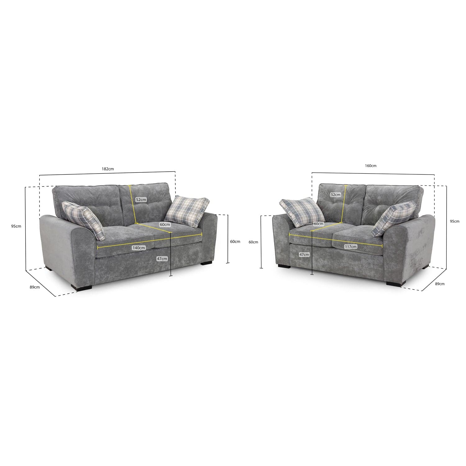 Maxwell Sofa Grey 3+2 Set (7024248848448)