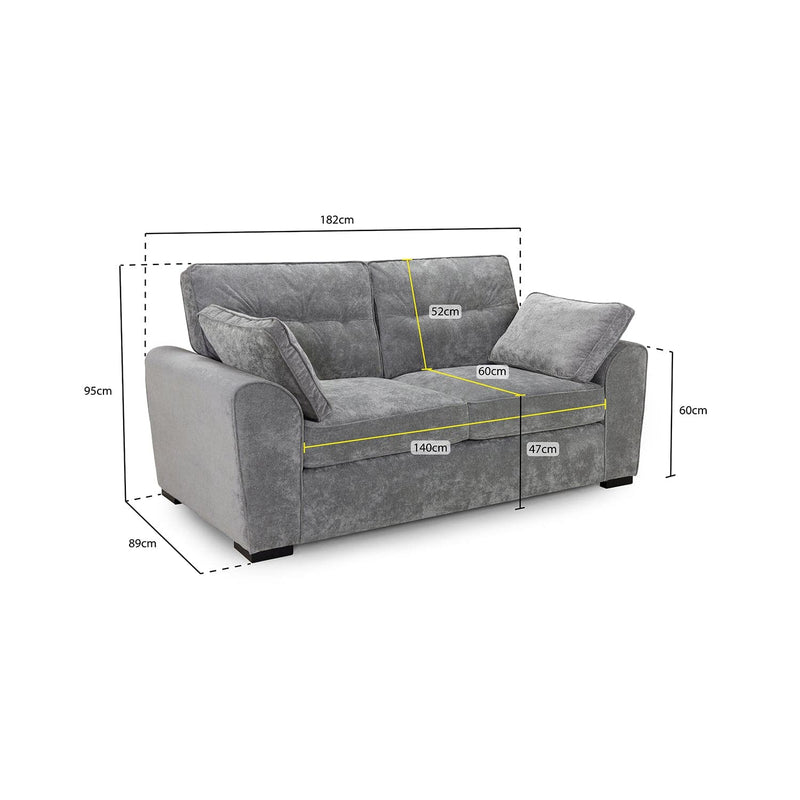 Maxwell Sofa Grey 3 Seater (7024249471040)