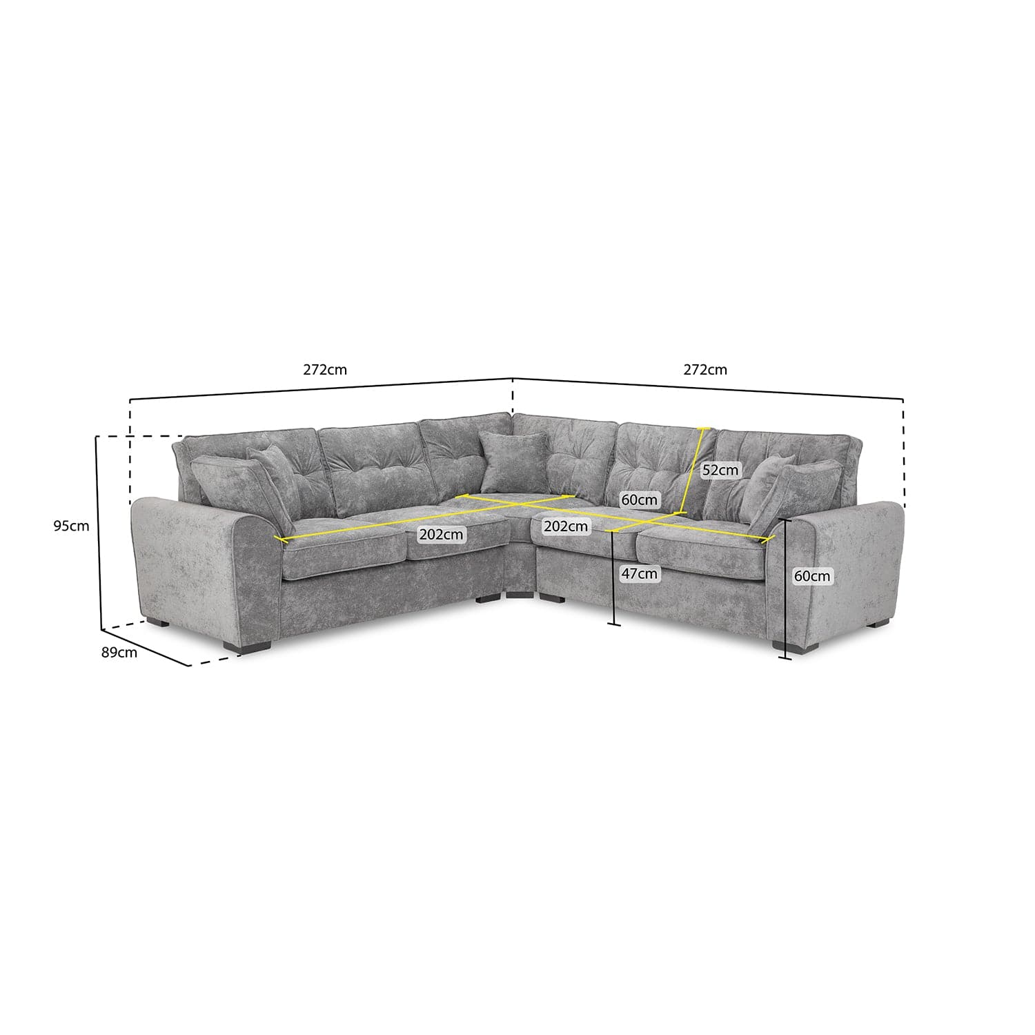 Maxwell Sofa Grey Large Corner (7024250093632)